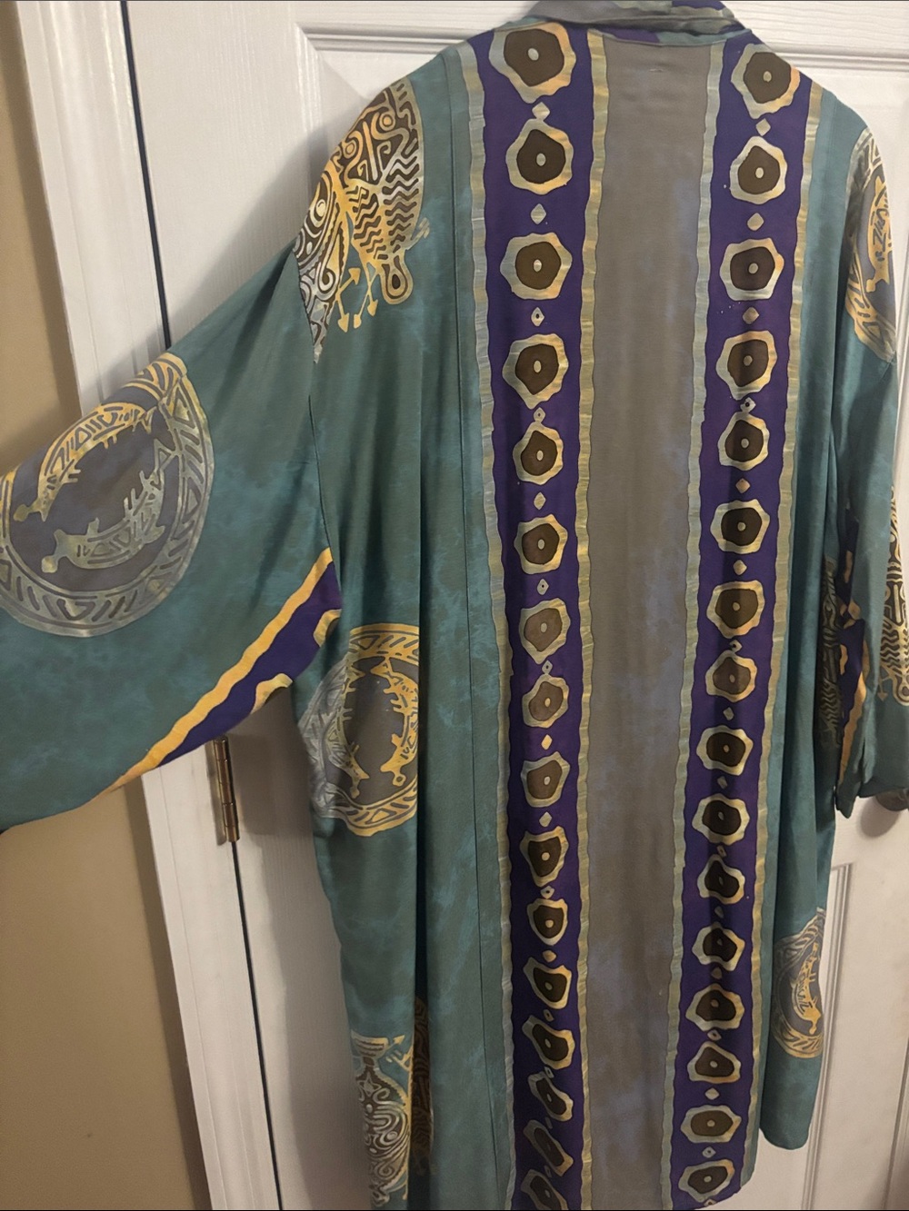 Anama Teal, Purple & Gold Patterned Kimono-Style Jacket